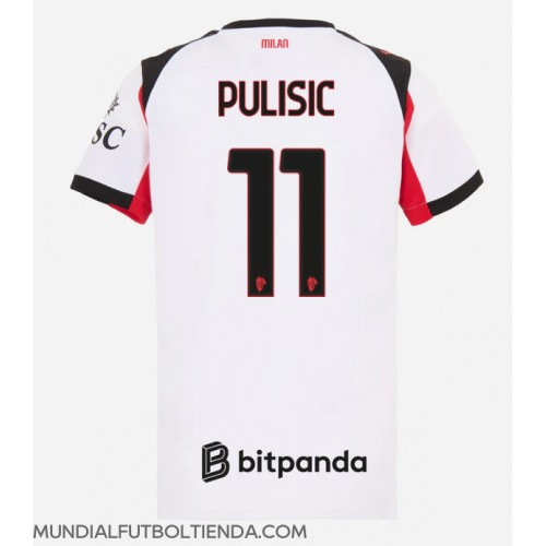 Camiseta AC Milan Christian Pulisic #11 Segunda Equipación Replica 2025-26 para mujer mangas cortas